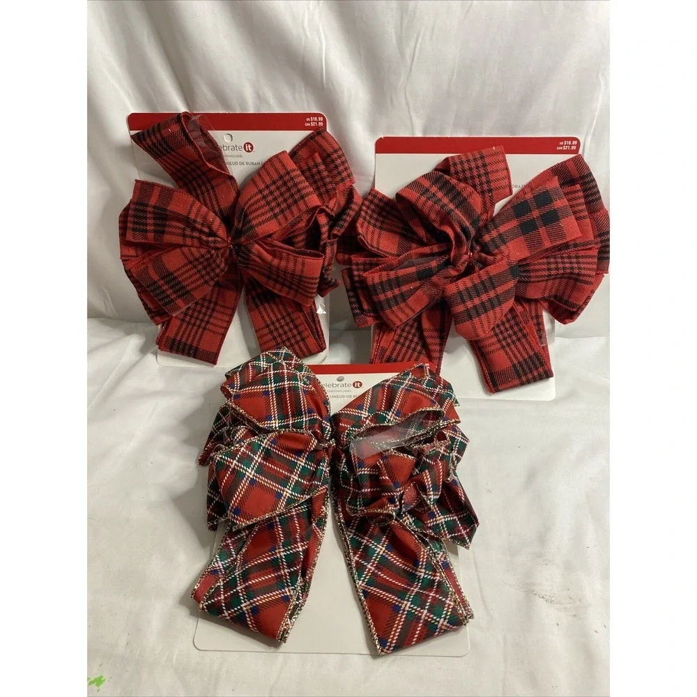 Christmas Plaid Wired Ribbon Bows 11